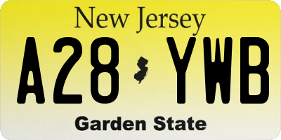 NJ license plate A28YWB