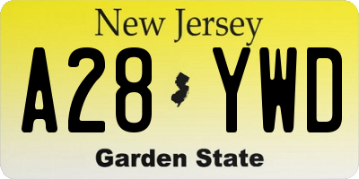 NJ license plate A28YWD