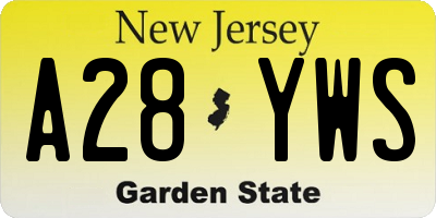NJ license plate A28YWS