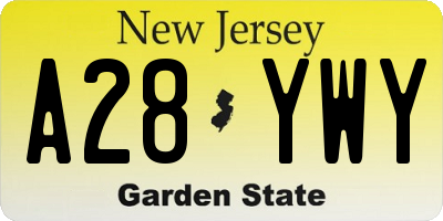 NJ license plate A28YWY