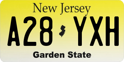 NJ license plate A28YXH