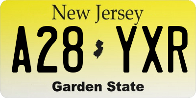 NJ license plate A28YXR