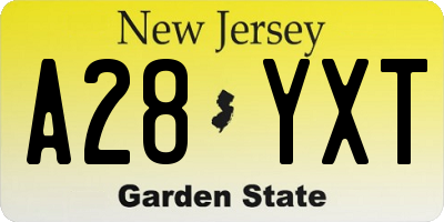 NJ license plate A28YXT
