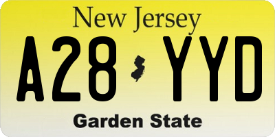 NJ license plate A28YYD