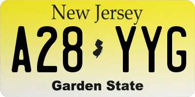 NJ license plate A28YYG