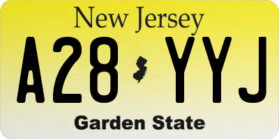 NJ license plate A28YYJ
