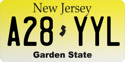 NJ license plate A28YYL