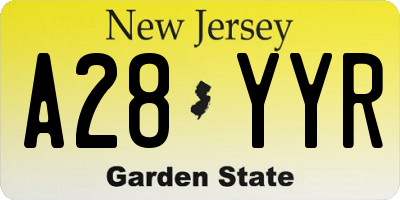 NJ license plate A28YYR
