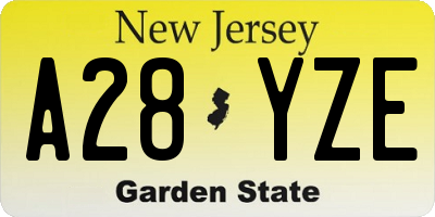 NJ license plate A28YZE