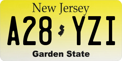 NJ license plate A28YZI