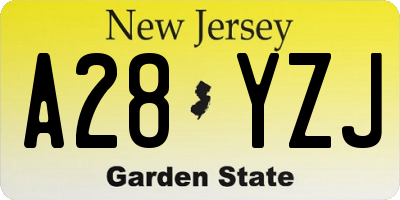 NJ license plate A28YZJ
