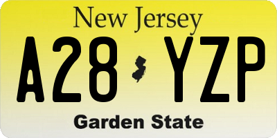 NJ license plate A28YZP