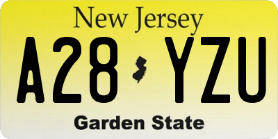 NJ license plate A28YZU