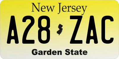 NJ license plate A28ZAC