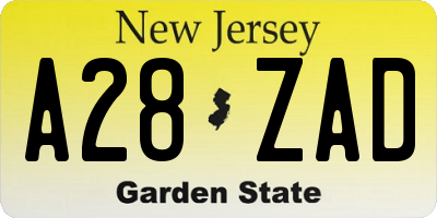 NJ license plate A28ZAD