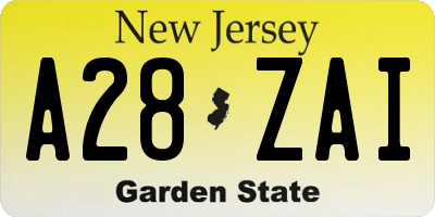 NJ license plate A28ZAI