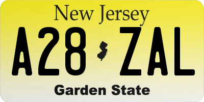 NJ license plate A28ZAL
