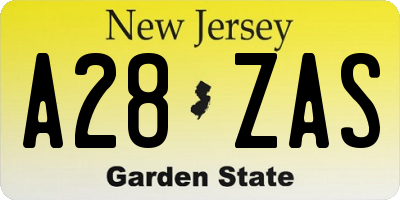 NJ license plate A28ZAS