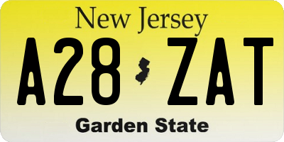 NJ license plate A28ZAT