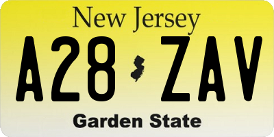 NJ license plate A28ZAV