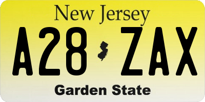 NJ license plate A28ZAX