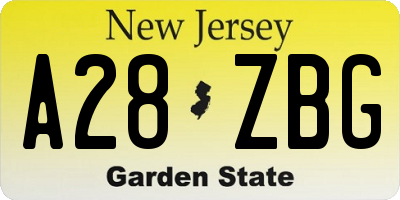 NJ license plate A28ZBG