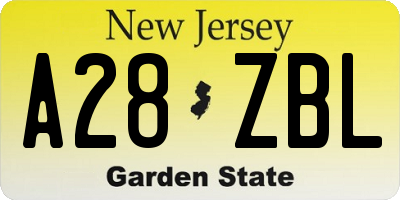 NJ license plate A28ZBL