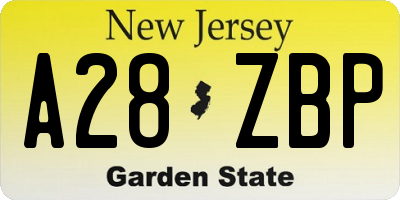 NJ license plate A28ZBP