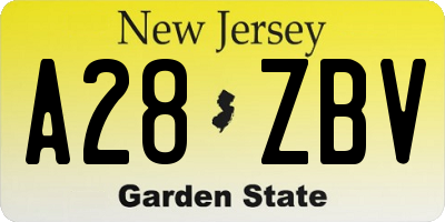 NJ license plate A28ZBV