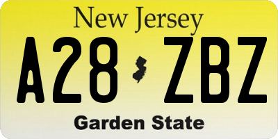 NJ license plate A28ZBZ