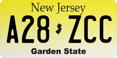 NJ license plate A28ZCC