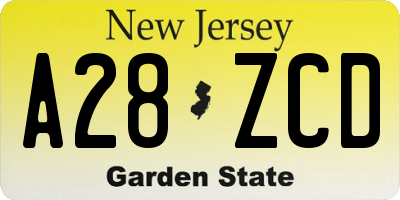 NJ license plate A28ZCD