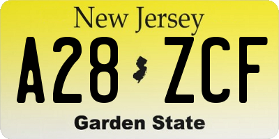 NJ license plate A28ZCF