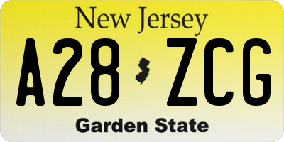 NJ license plate A28ZCG