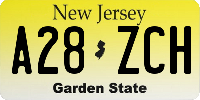NJ license plate A28ZCH