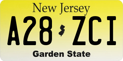 NJ license plate A28ZCI