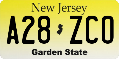 NJ license plate A28ZCO