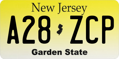 NJ license plate A28ZCP