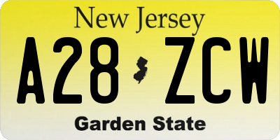 NJ license plate A28ZCW