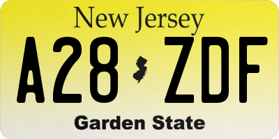 NJ license plate A28ZDF