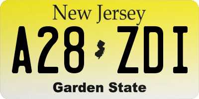 NJ license plate A28ZDI