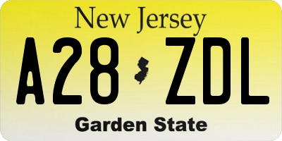 NJ license plate A28ZDL