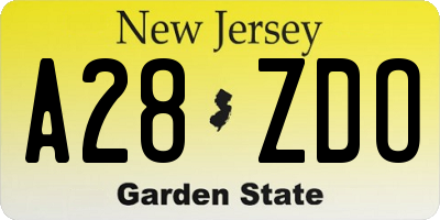 NJ license plate A28ZDO