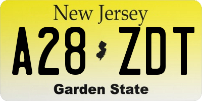 NJ license plate A28ZDT