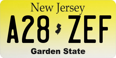 NJ license plate A28ZEF