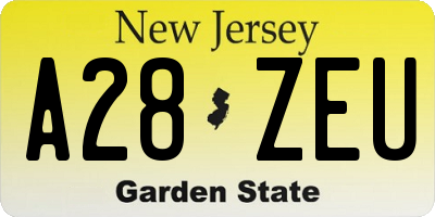 NJ license plate A28ZEU
