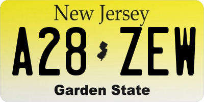 NJ license plate A28ZEW
