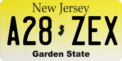 NJ license plate A28ZEX