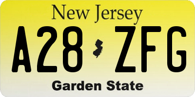 NJ license plate A28ZFG