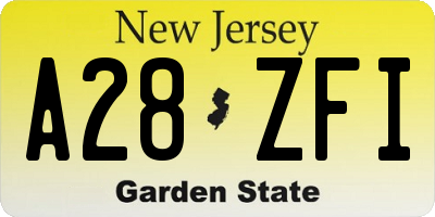 NJ license plate A28ZFI